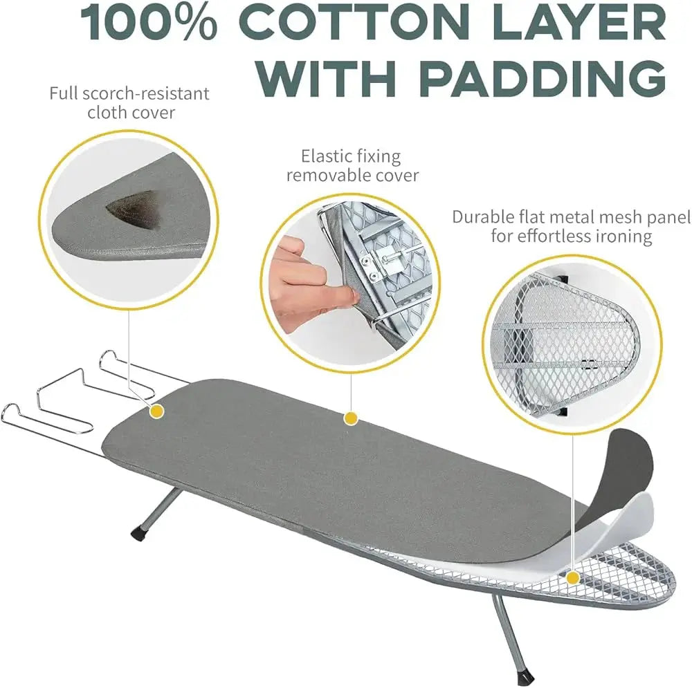 Foldable Ironing Board for Tables – Portable with Iron Holder