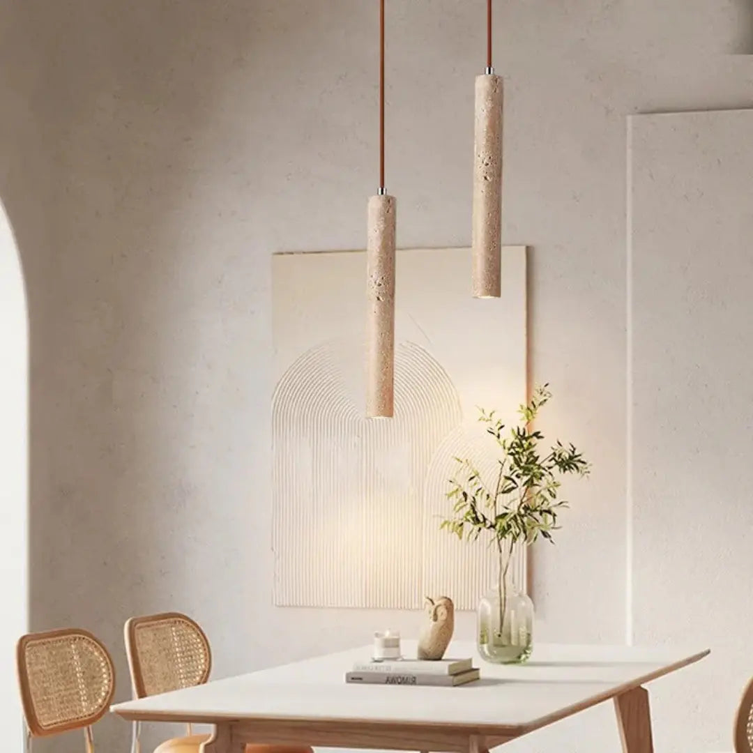 Travertine Pendant Lighting – Wabi-Sabi Design, 3000 K Warm Glow