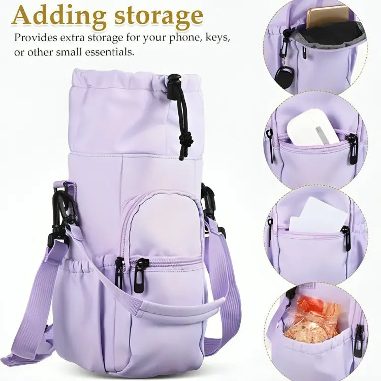 Compact Shoulder Bag with Water Bottle Holder