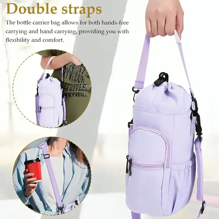 Compact Shoulder Bag with Water Bottle Holder