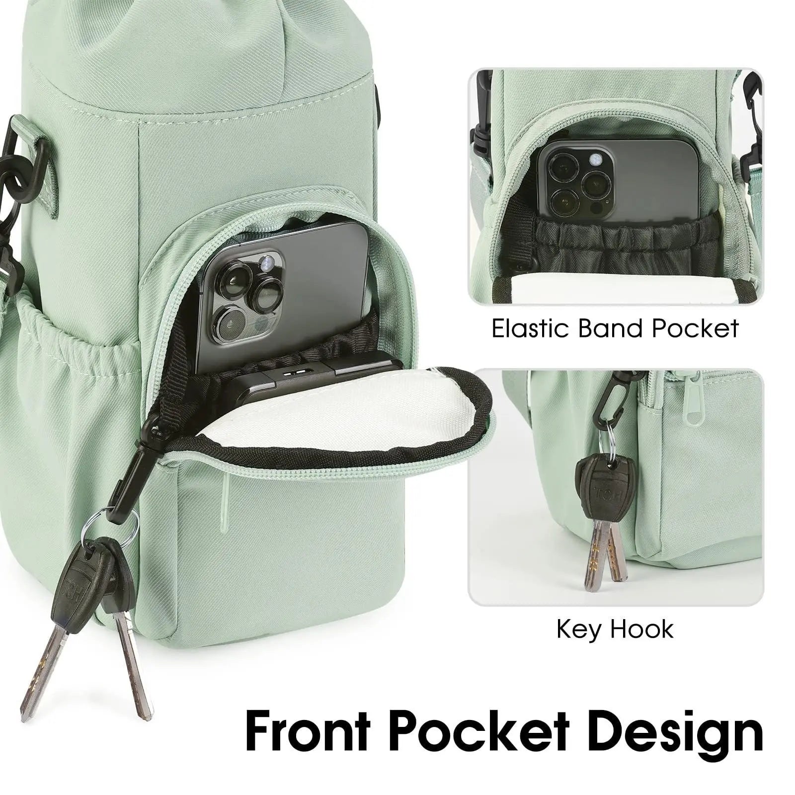Compact Shoulder Bag with Water Bottle Holder