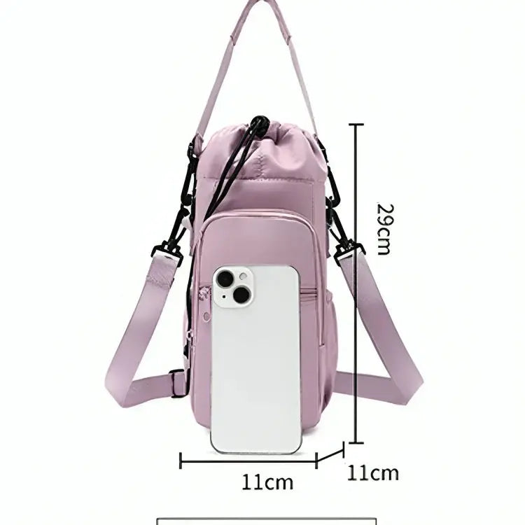 Compact Shoulder Bag with Water Bottle Holder