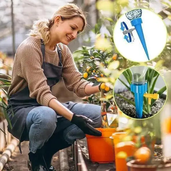 Adjustable Drip Valve Irrigation Spikes – 6-Pack, Lasts up to 15 Days
