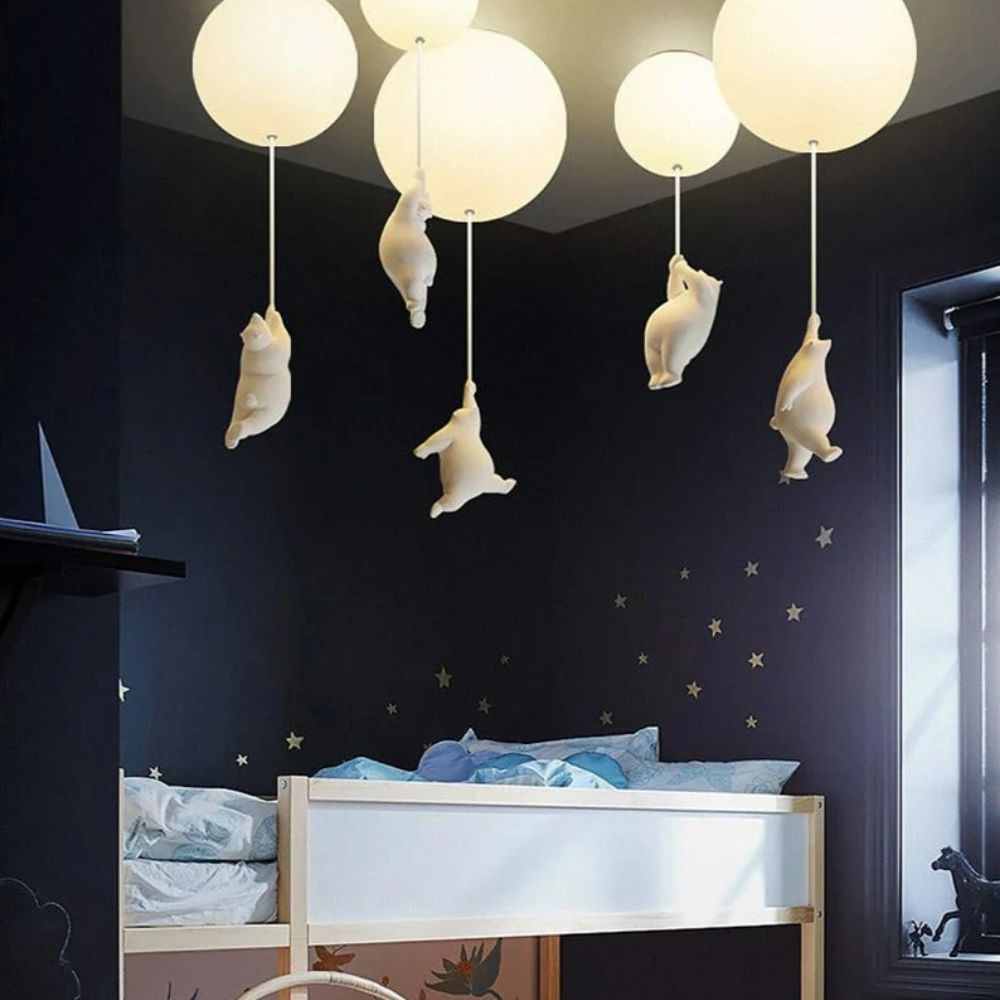 Ceiling Light Featuring Playful Bear Design and Balloon Elements