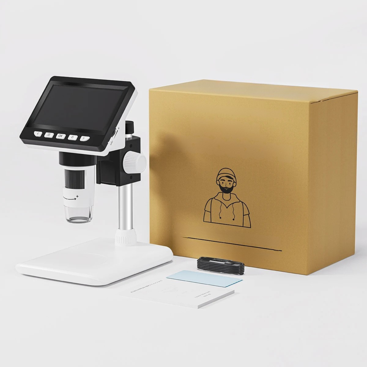1000X Zoom Digital Microscope with 4.3-Inch IPS Display for Coins and Soldering