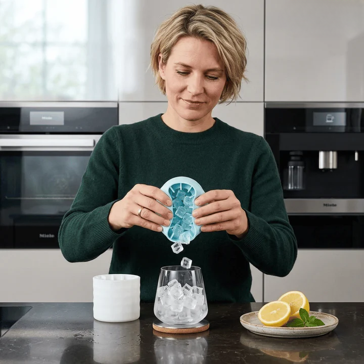 Ice Cube Tray in Silicone with Cover – Makes One Full Cup at a Time