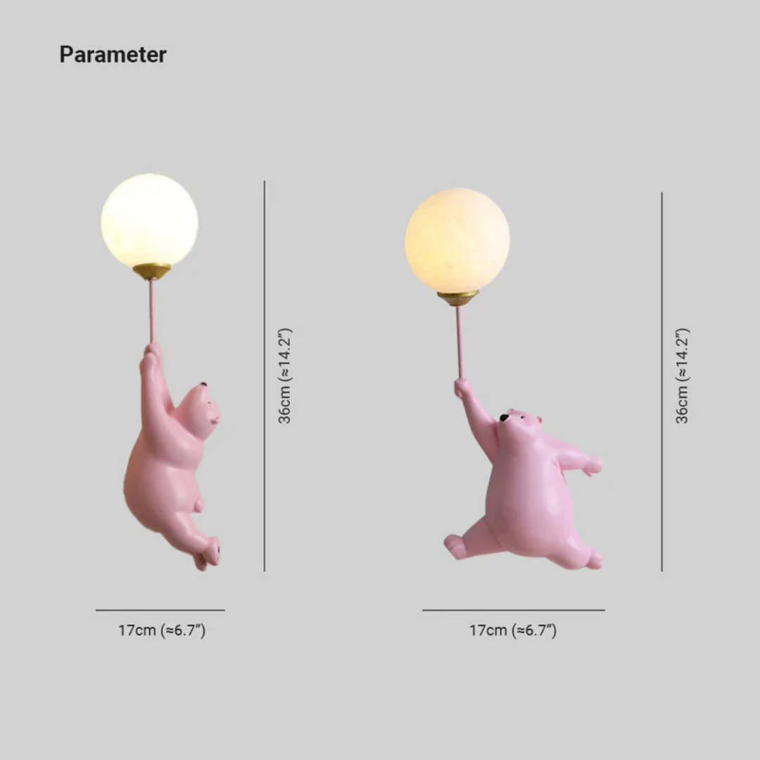 Bear-Shaped LED Wall Lamp with Three Color Options