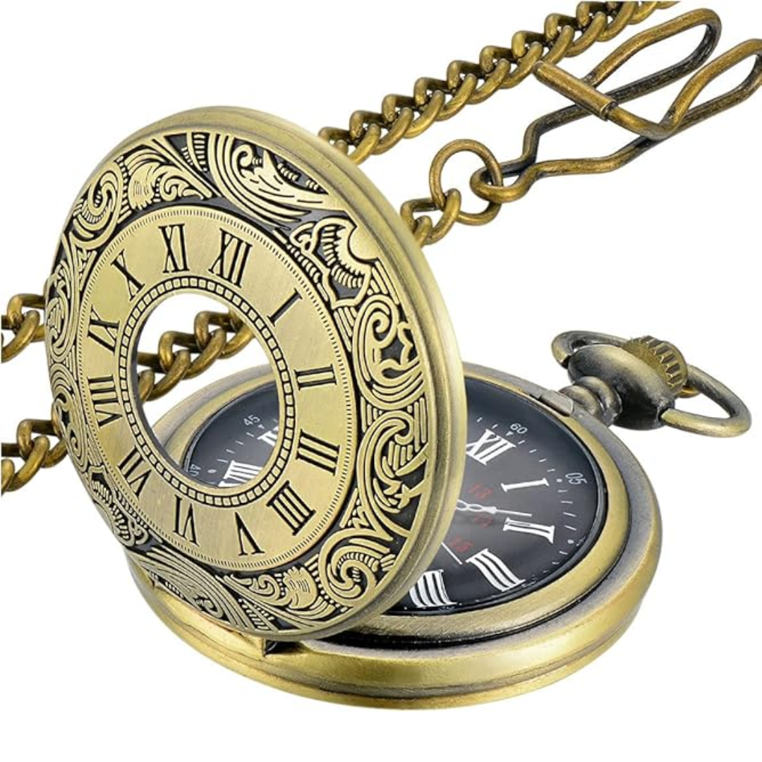 Men's Pocket Watch with Roman Numerals - Classic Style