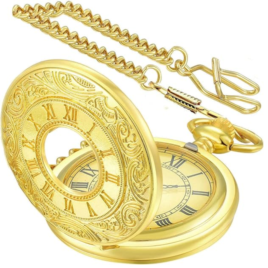 Men's Pocket Watch with Roman Numerals - Classic Style