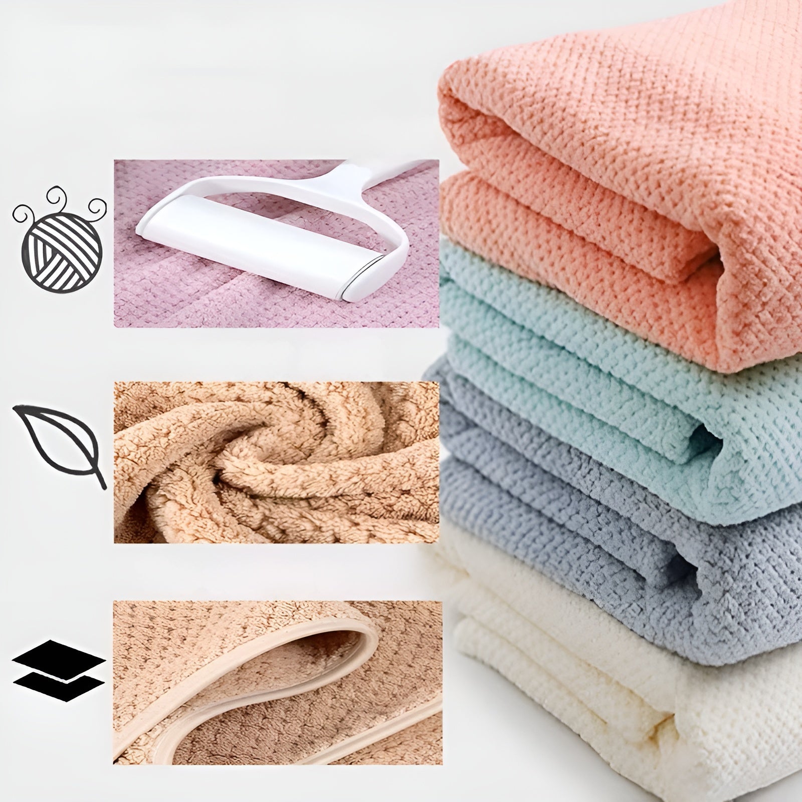 Textured Pattern Microfiber Towel Set – 6 Pieces