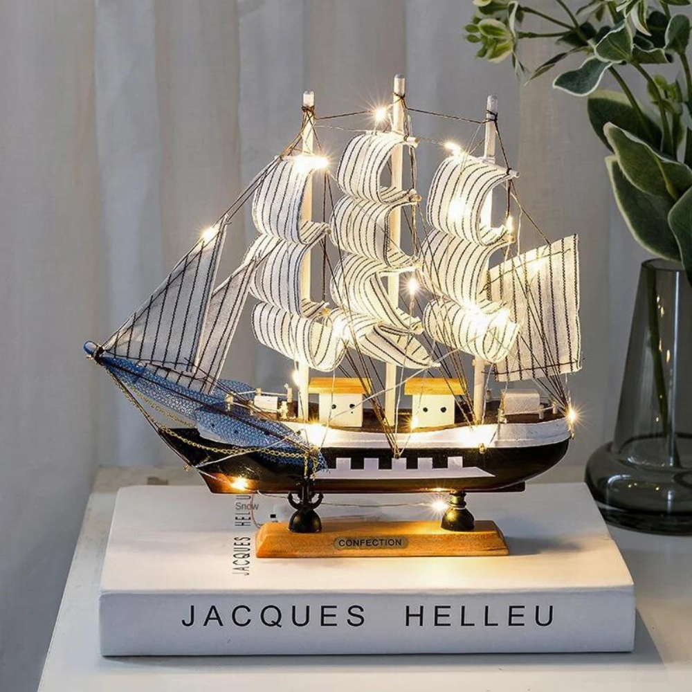 LED Illuminated Sailing Ship Figurine