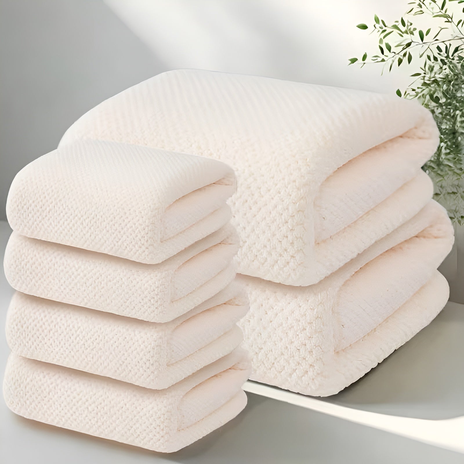 Textured Pattern Microfiber Towel Set – 6 Pieces