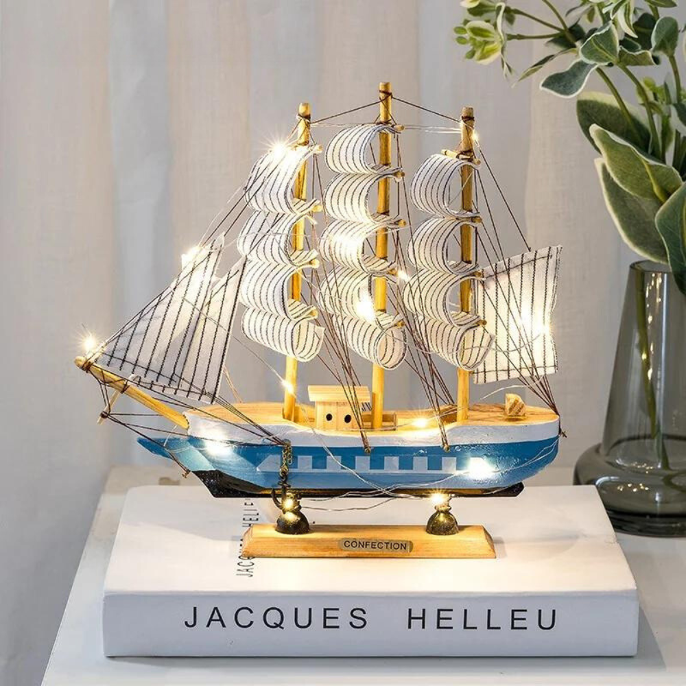LED Illuminated Sailing Ship Figurine