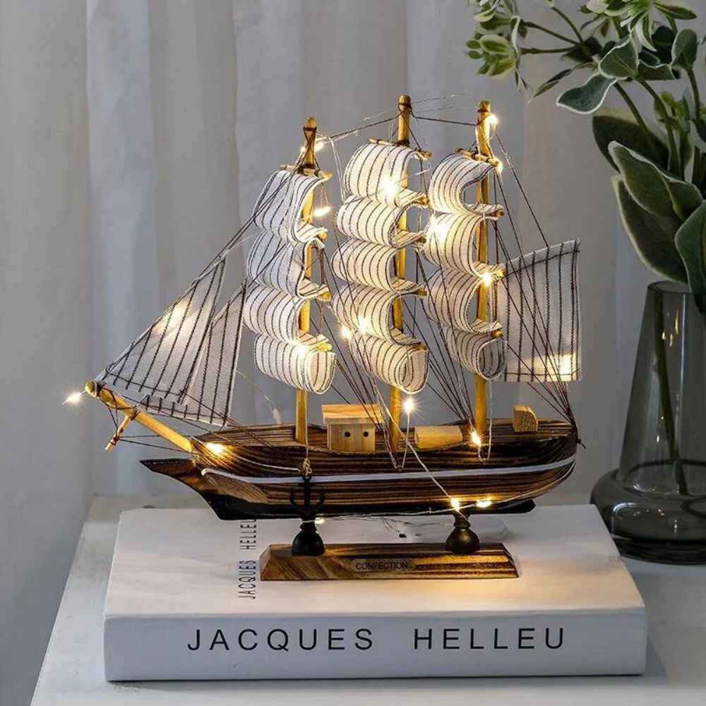 LED Illuminated Sailing Ship Figurine