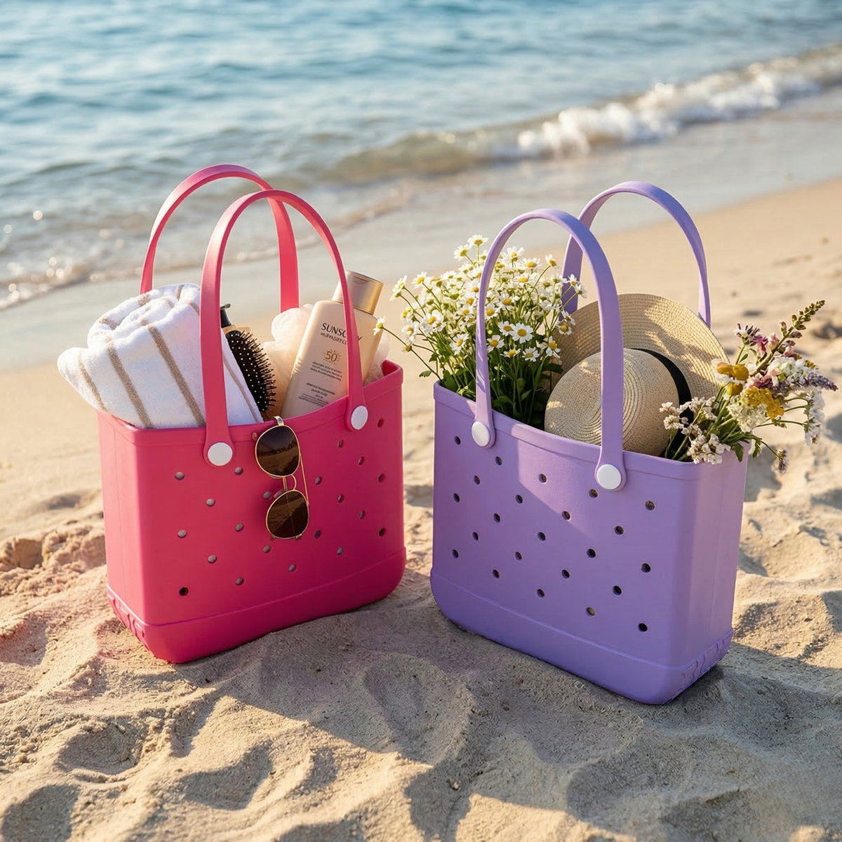 Ventilated Pool Bag with Drain Holes – Washable Waterproof Beach Tote