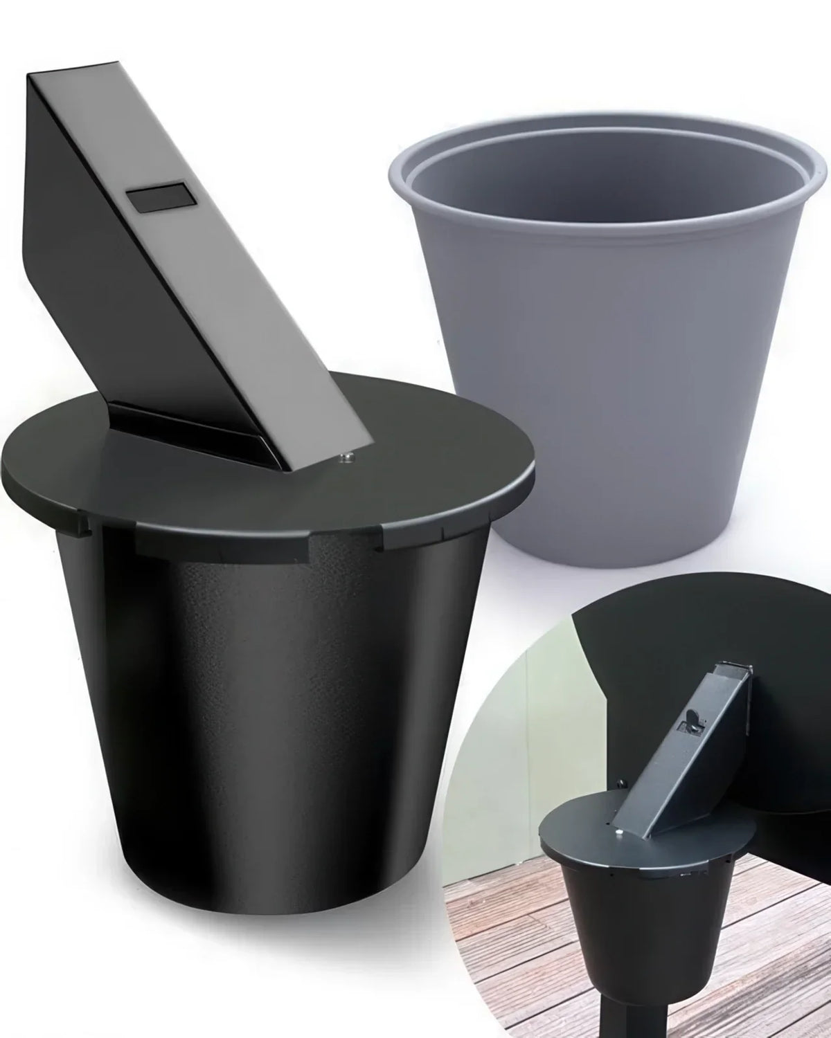 Enclosed Grease Bucket with Lid and Reusable Silicone Liner for Pellet Grills