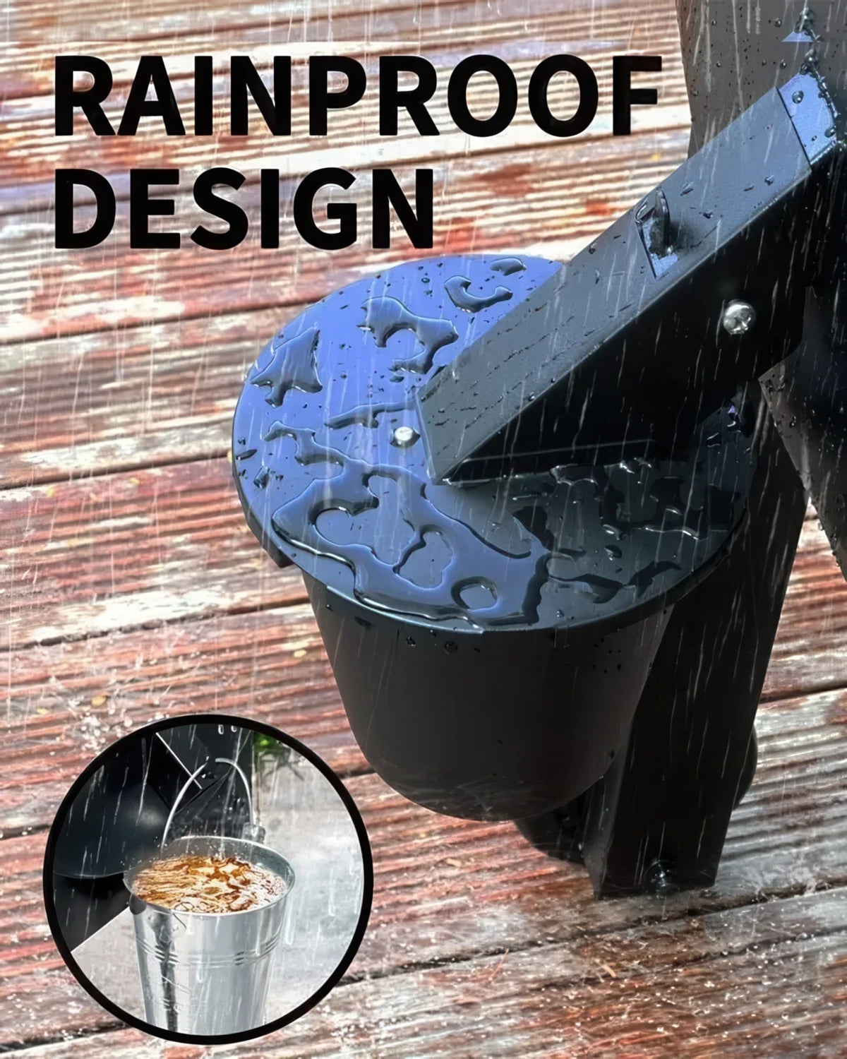 Enclosed Grease Bucket with Lid and Reusable Silicone Liner for Pellet Grills