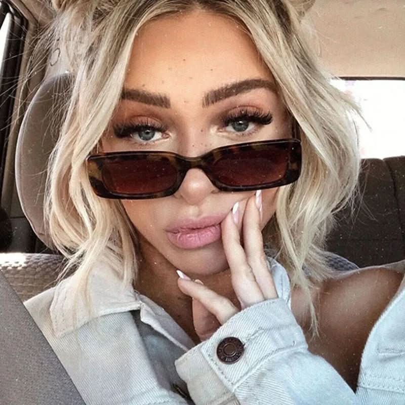 Rectangular Retro Sunglasses for Women with UV400 Sun Protection