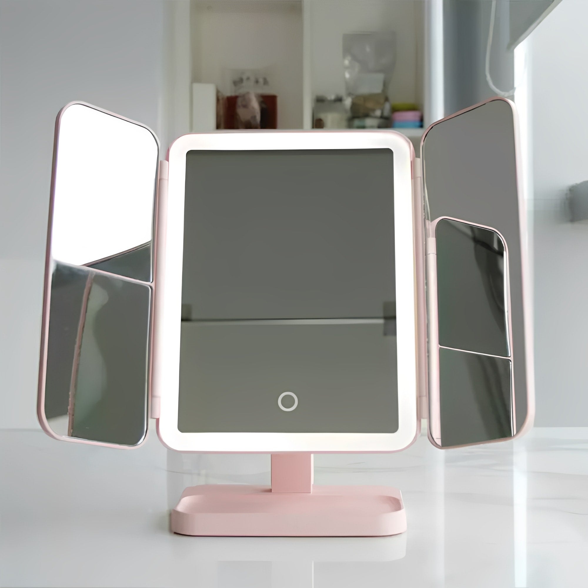 Illuminated Vanity Mirror with 360° Rotation and Rechargeable USB
