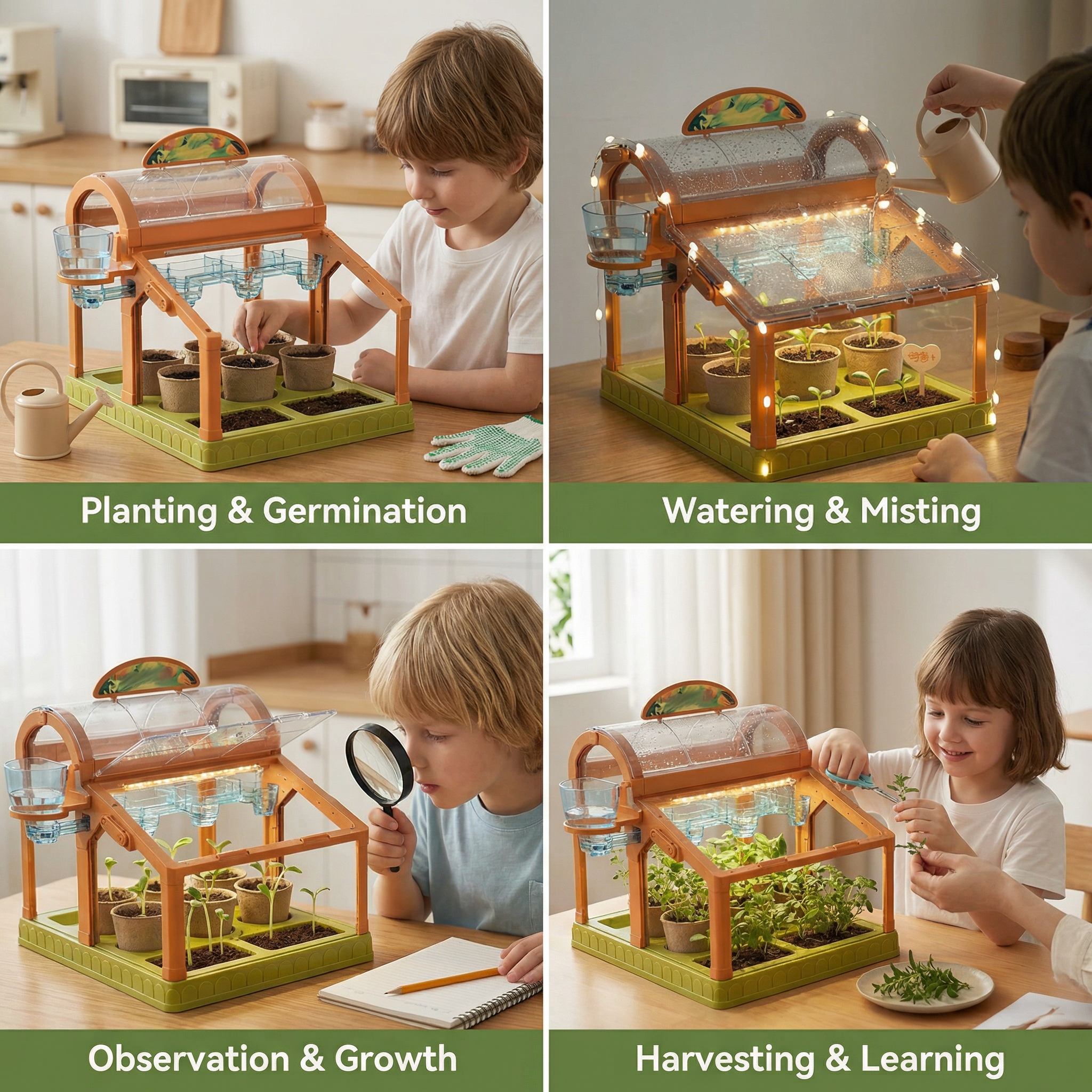Indoor Plant Growing Kit for Kids – Greenhouse Learning Set