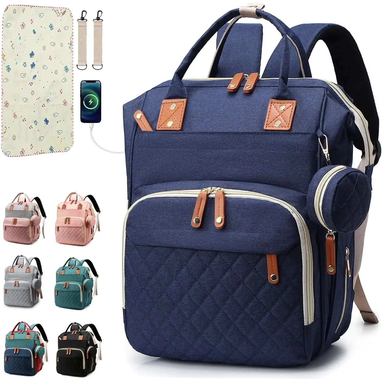 Multi-Functional Backpack Diaper Bag with Changing Mat and Pacifier Holder