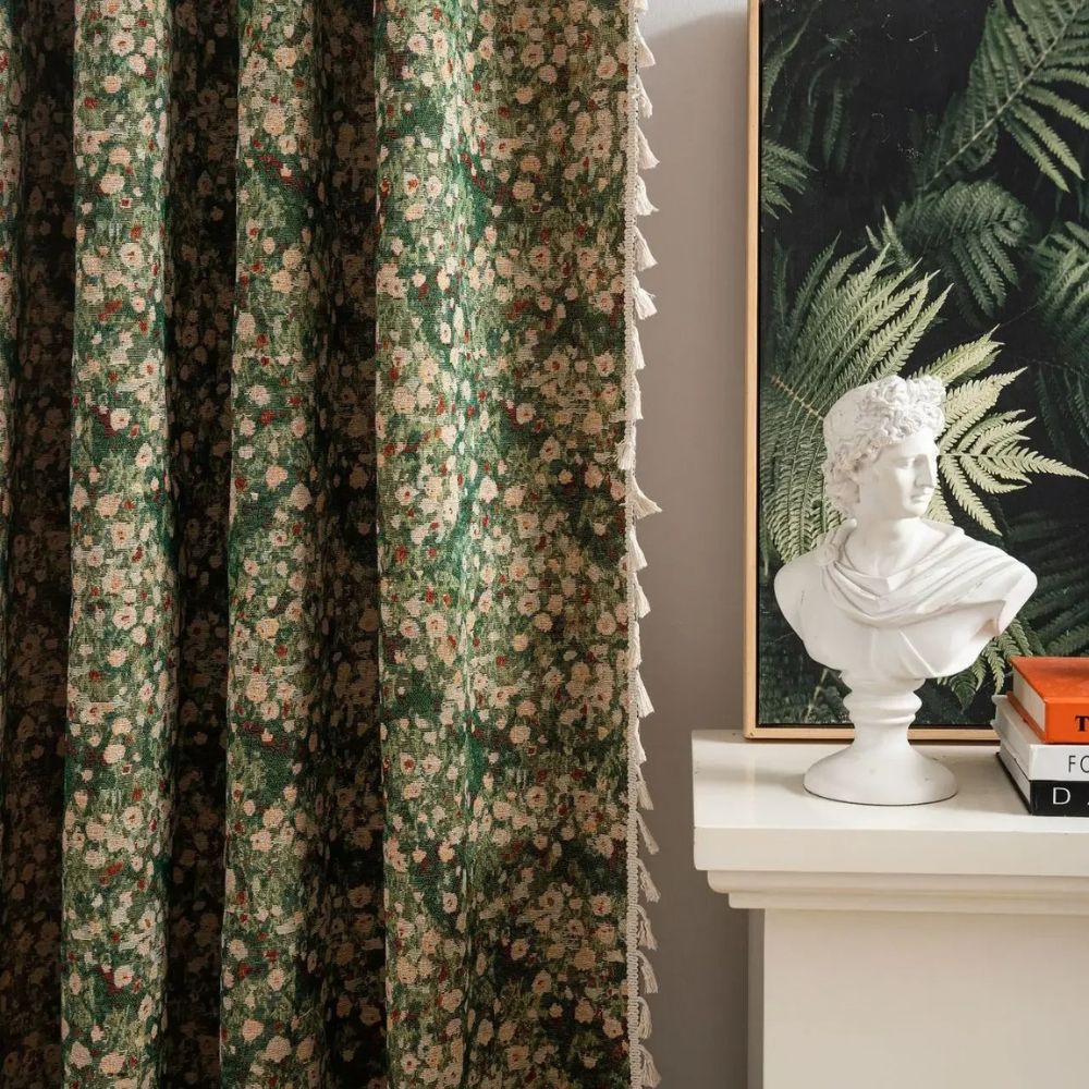 Charming Floral Tassel Curtain Panel for Timeless Décor