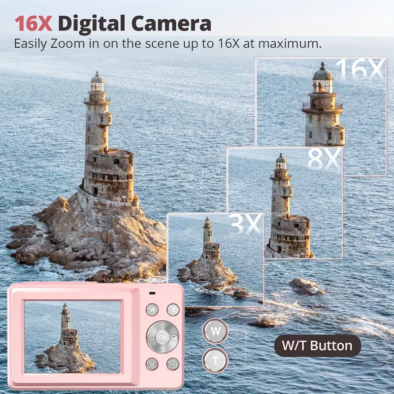 Retro Style Digital Camera with 1080p Video and Auto Exposure