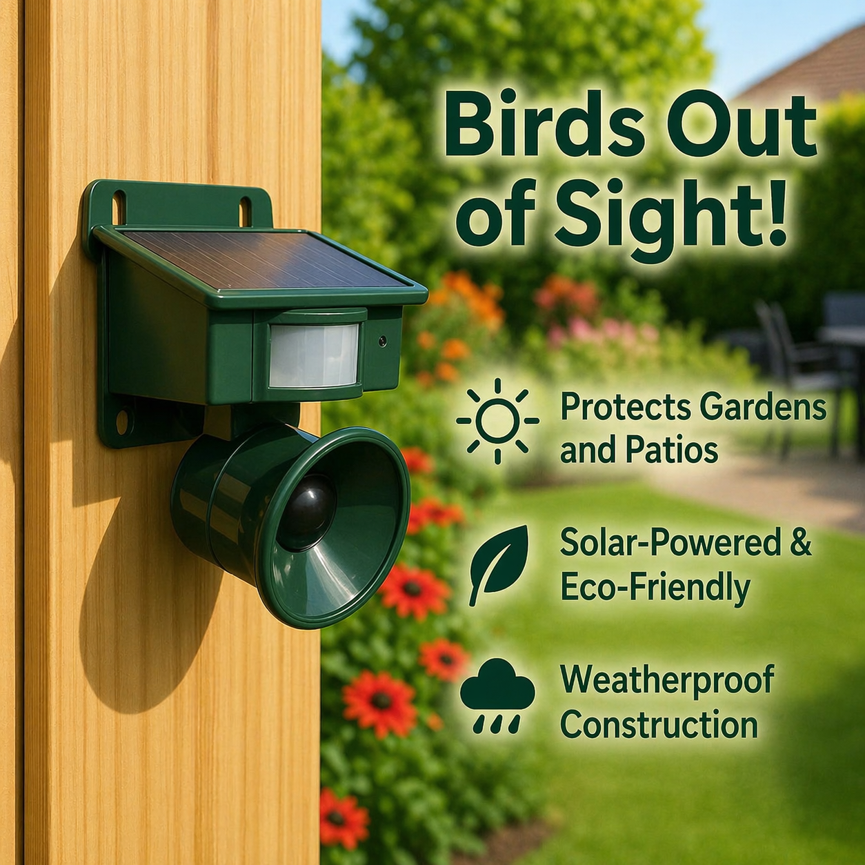 Solar-Powered Sensor with Hawk Sounds for Animal-Friendly Bird Deterrent