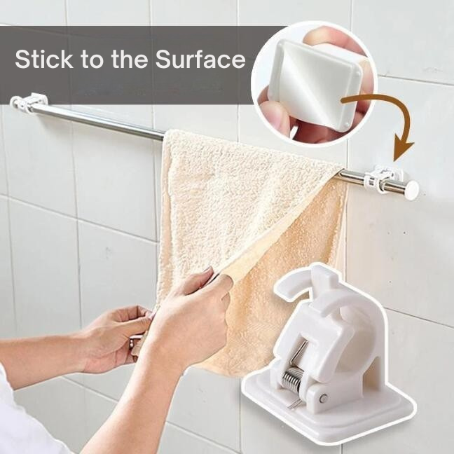 Adhesive Curtain Holders without Drilling | Adjustable & Strong Grip