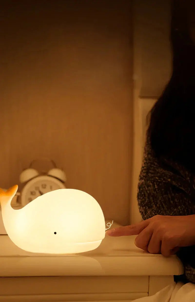Whale Shaped Night Light for Kids – Touch Control, Color Changing LED, USB