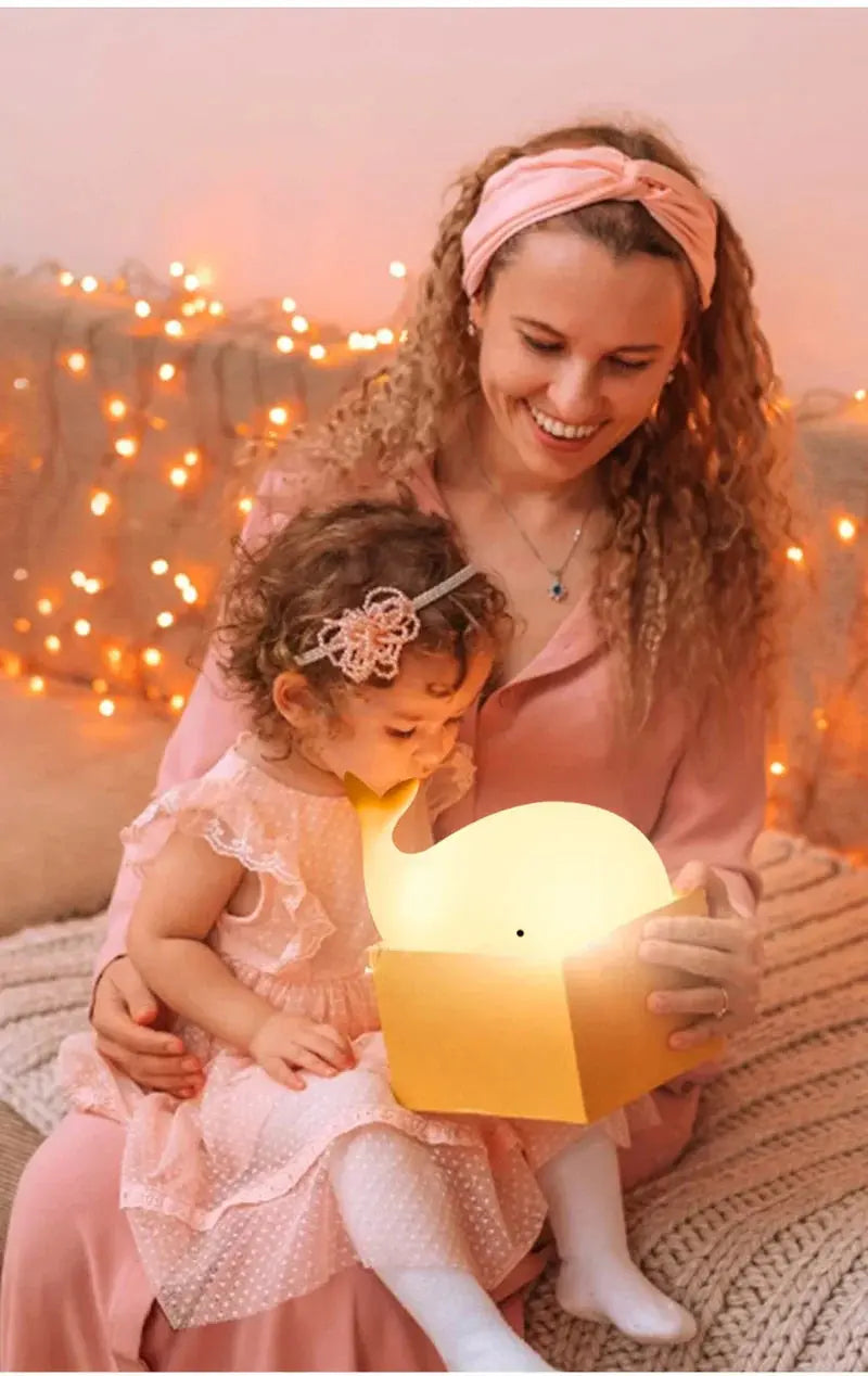 Whale Shaped Night Light for Kids – Touch Control, Color Changing LED, USB