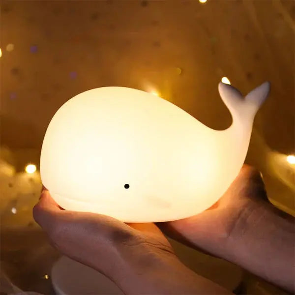 Whale Shaped Night Light for Kids – Touch Control, Color Changing LED, USB
