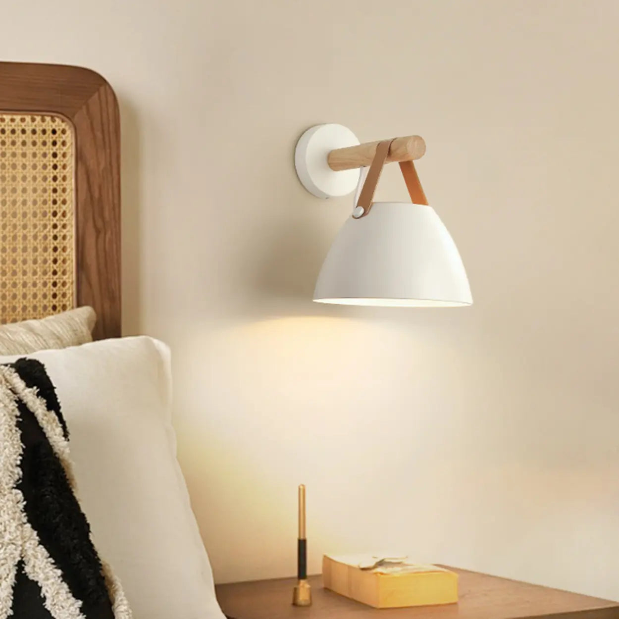 Stylish Indoor Cone Wall Light with Leather Strap