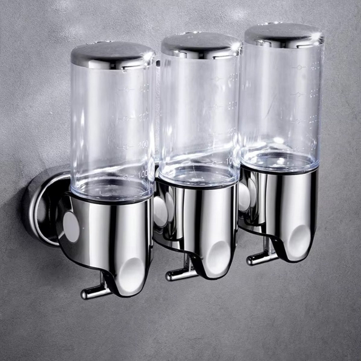 3-Chamber Soap and Shampoo Dispenser for Wall Mounting