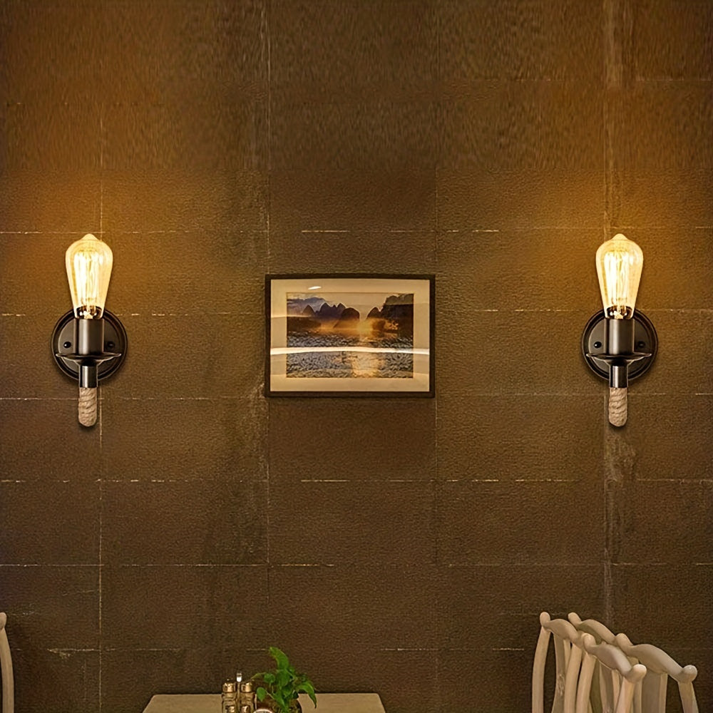 Chic Matte Black Wall Light with Rope and Glass Design