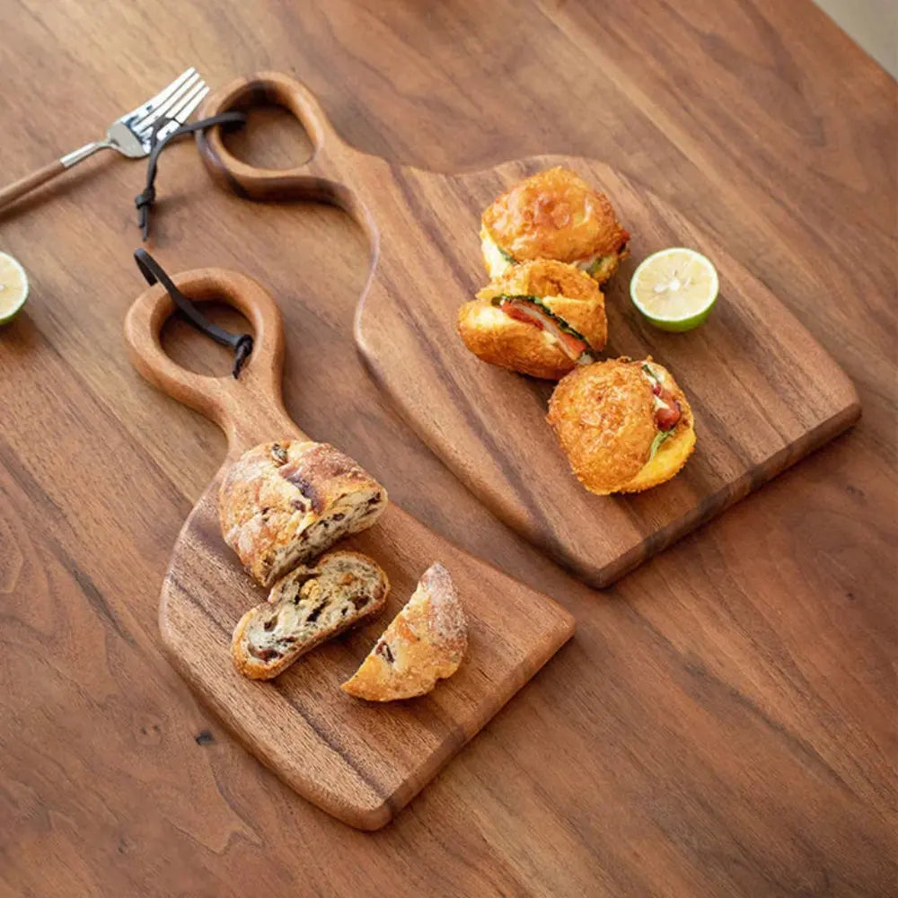 Set of 2 Walnut Chopping Boards – Features Hanging Loop Handle