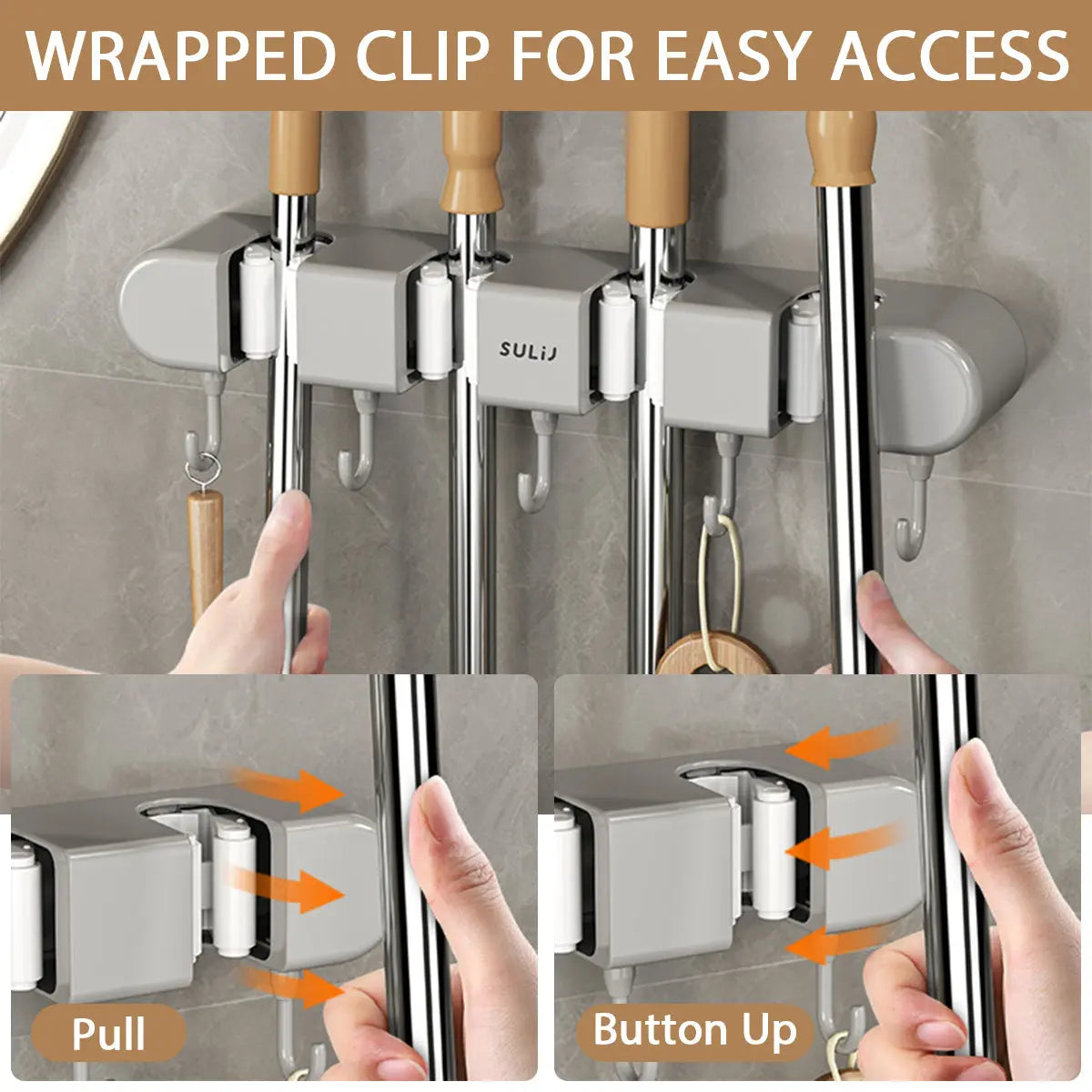 Tool Organizer for Brooms and Mops - Wall-Mounted Storage Solution
