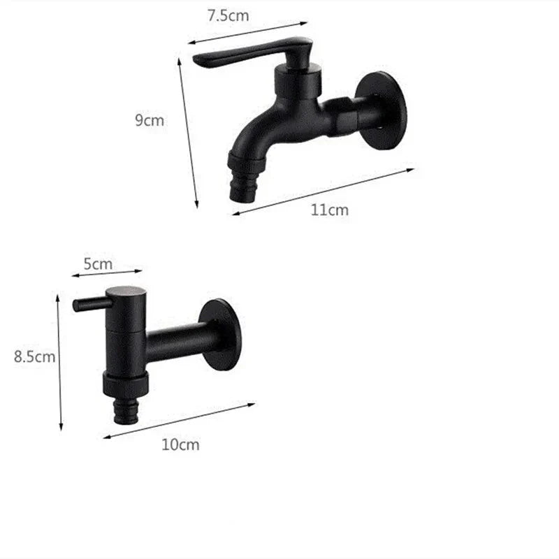 Matte Black Wall-Mounted Brass Faucet – Ideal for Garden and Balcony