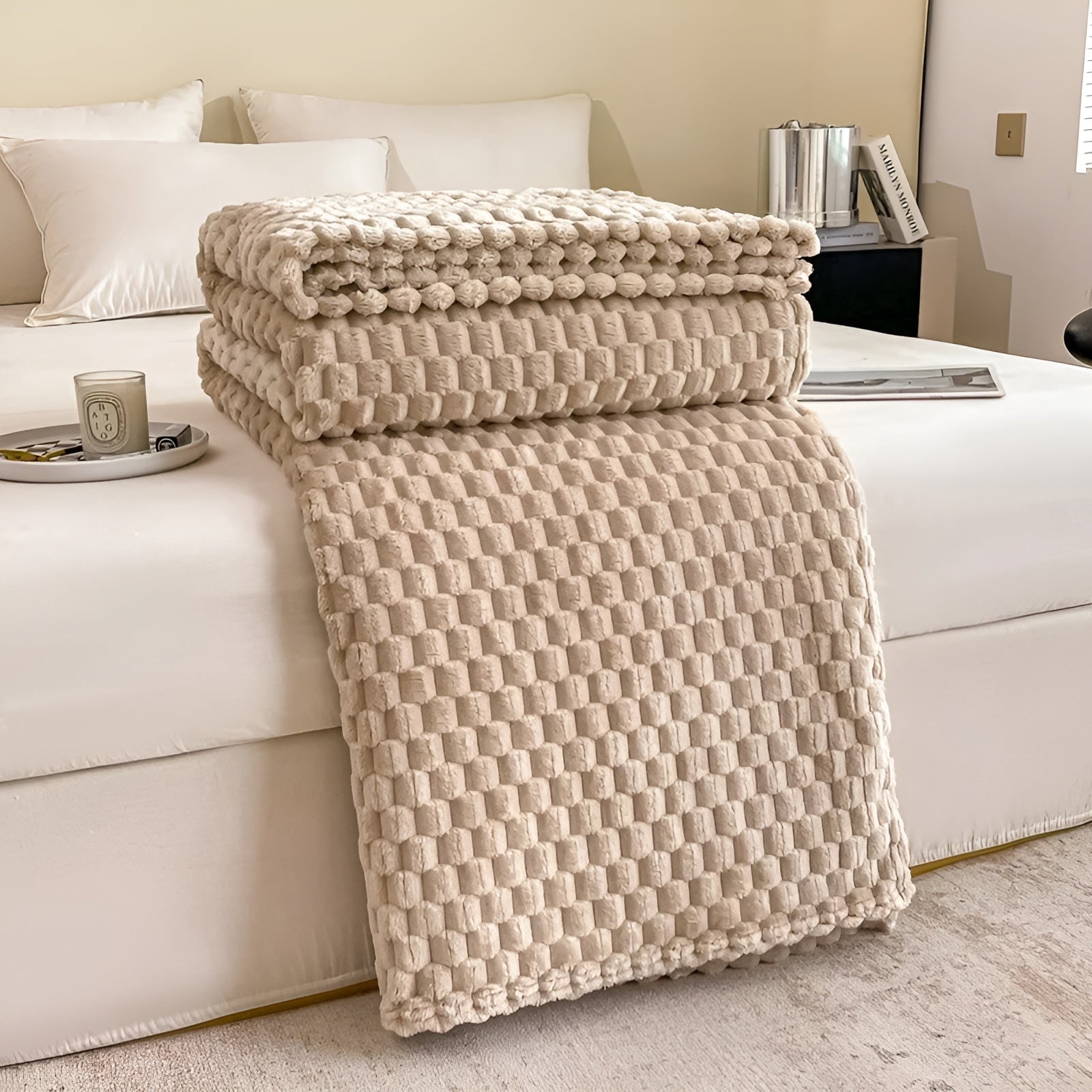 Quilted Texture Microfiber Blanket – Soft and Cozy Throw