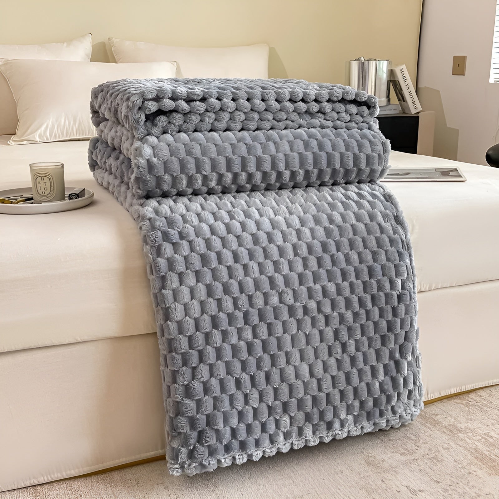 Quilted Texture Microfiber Blanket – Soft and Cozy Throw