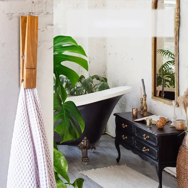 Towel Holder with Clothespins for Bathroom Use