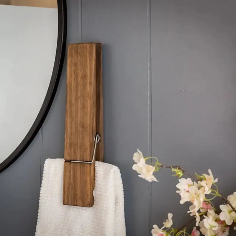 Towel Holder with Clothespins for Bathroom Use