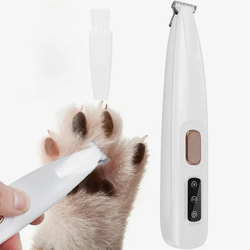 Rechargeable Pet Fur Clipper with LED Light - Waterproof Design