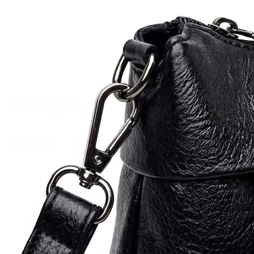 Three-Compartment Shoulder Bag – Soft Faux Leather, Available in Four Colors
