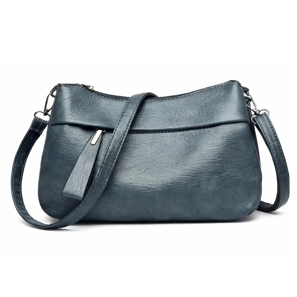 Three-Compartment Shoulder Bag – Soft Faux Leather, Available in Four Colors