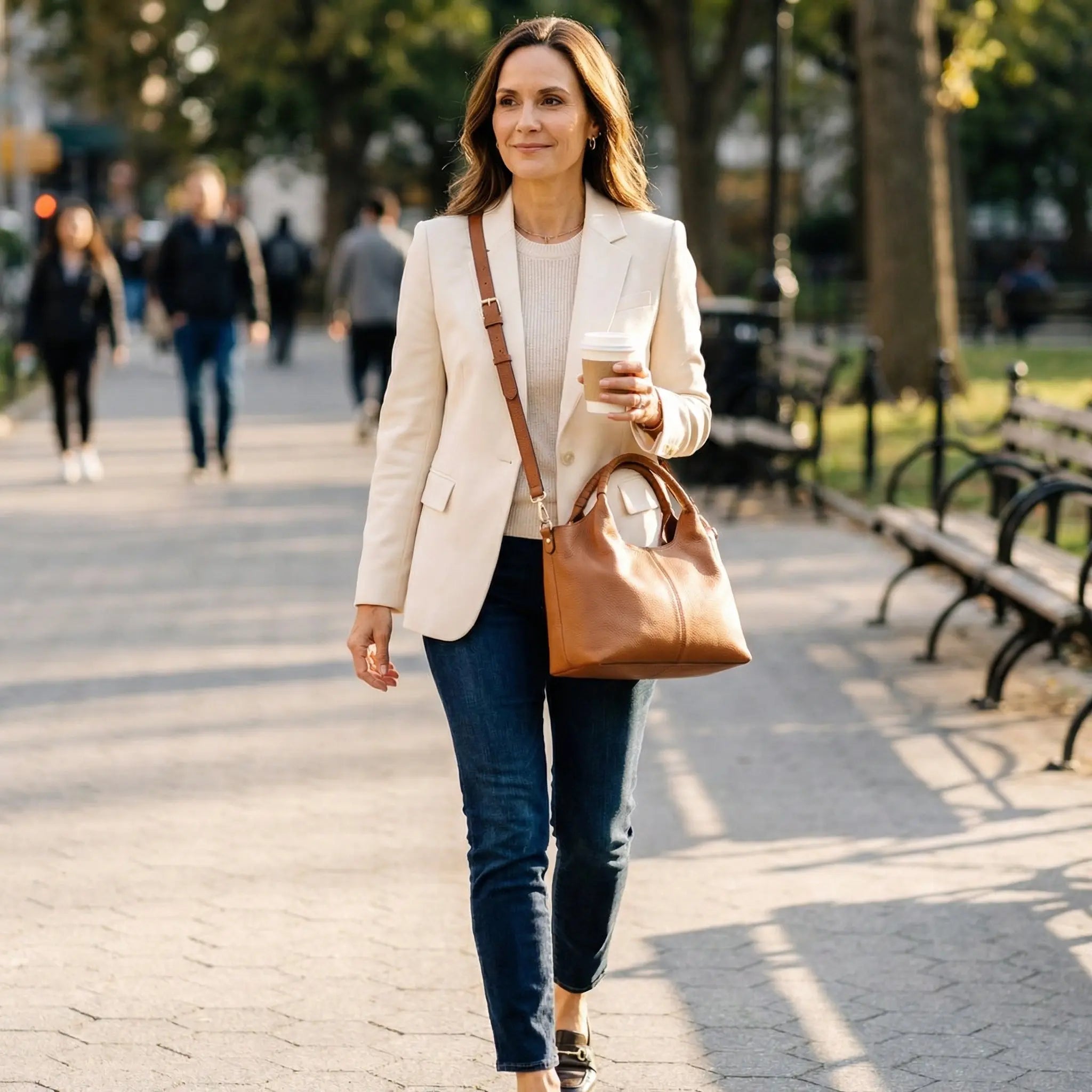 Versatile and Organized Synthetic Leather Hobo Bag