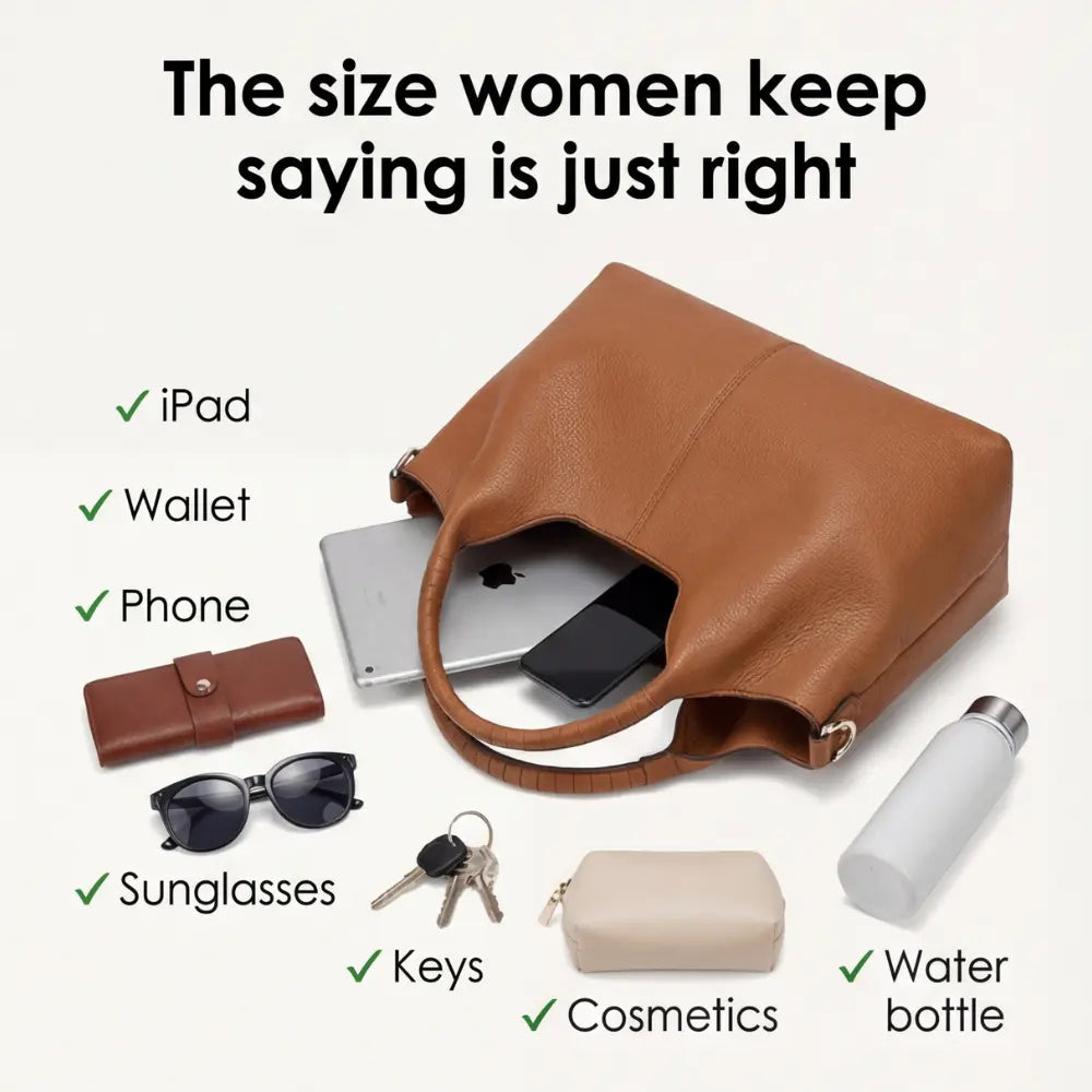 Versatile and Organized Synthetic Leather Hobo Bag