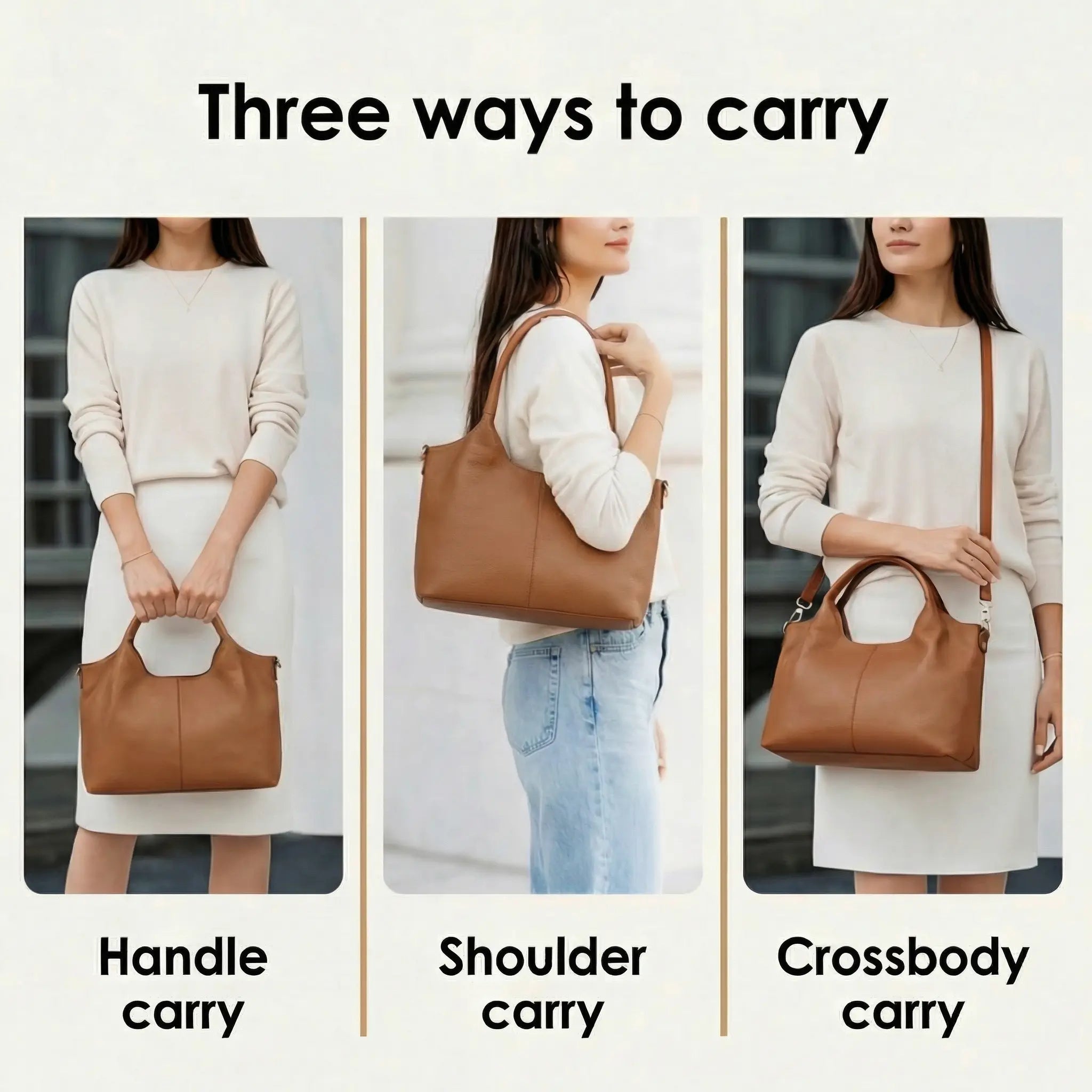 Versatile and Organized Synthetic Leather Hobo Bag