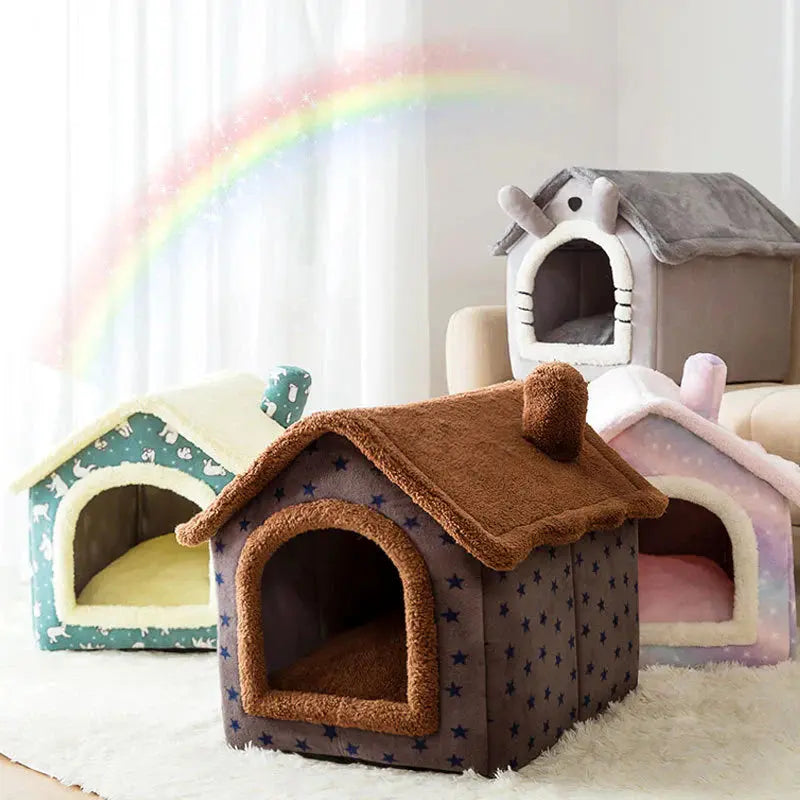 Plush Washable Pet House for Small Dogs and Cats – 4 Design Options