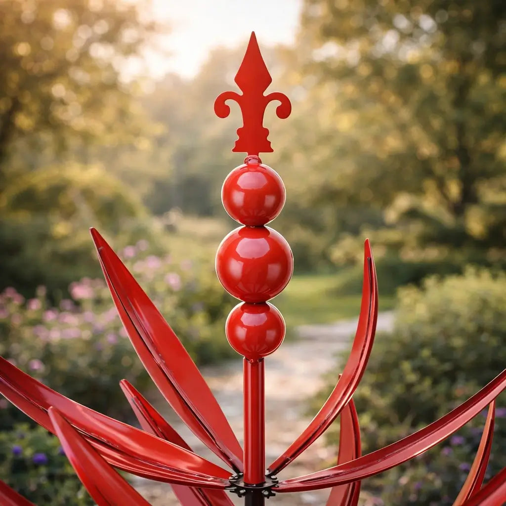 Lotus-Shaped Metal Wind Spinner | Weather Vane | Rust-Resistant